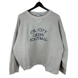 Vintage 90s Discus Oil City Oilers Football Distressed Grey Sweatshirt Size 2XL